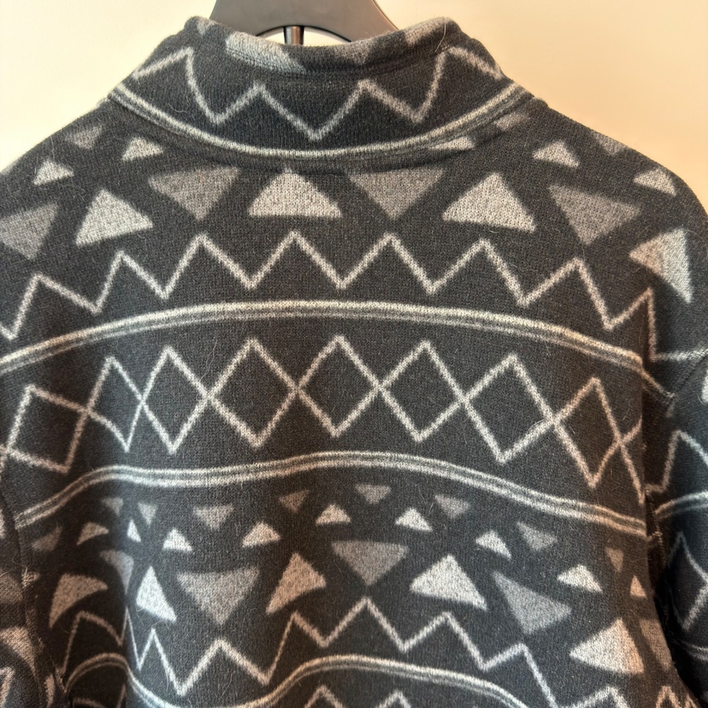 The North Face Mens XL Aztec Geometric Fleece Quarter Zip Pullover Black Grey - Picture 8 of 9